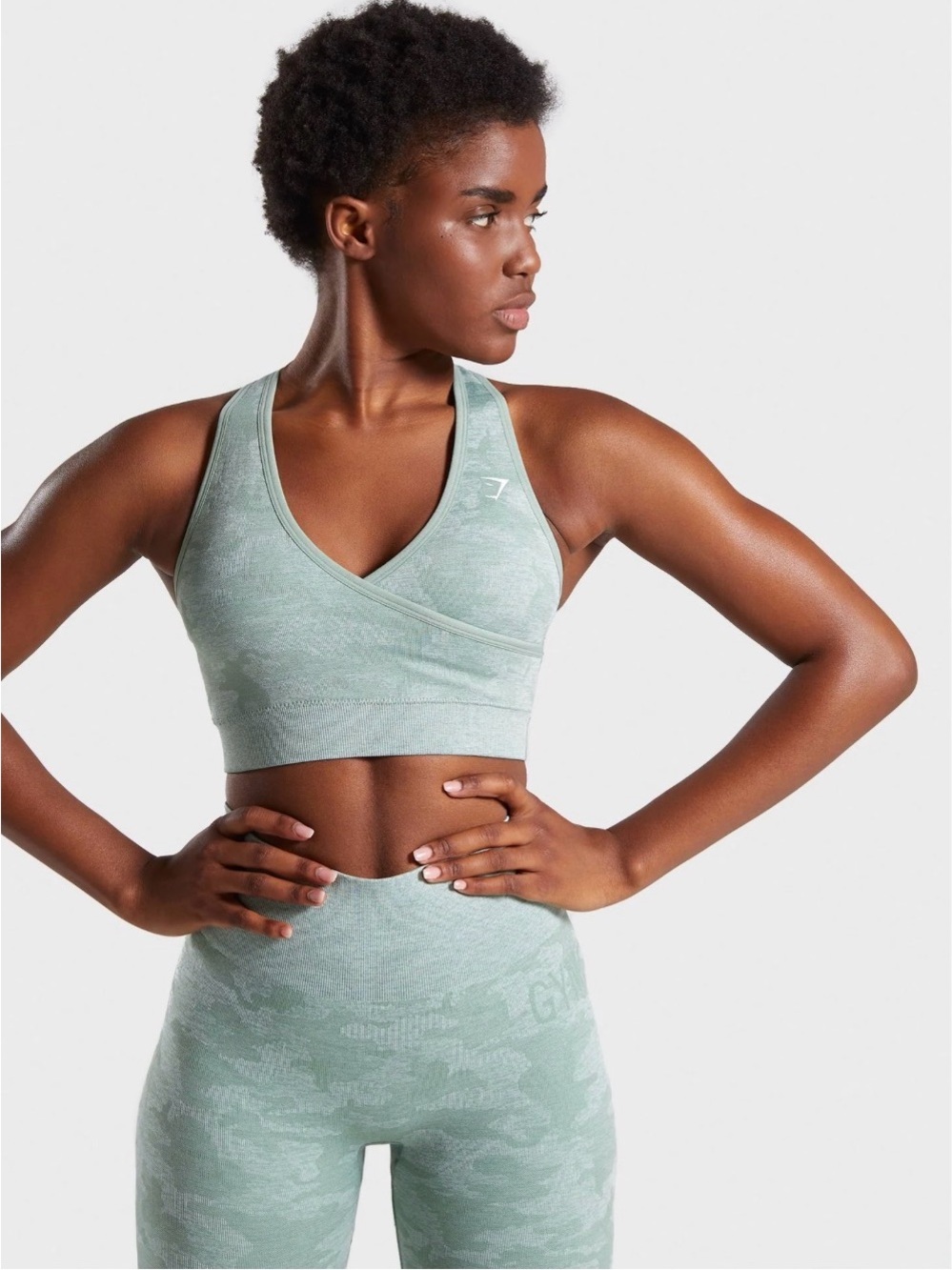 Gymshark | Seamless Wrap Sports Bra - Sage Green